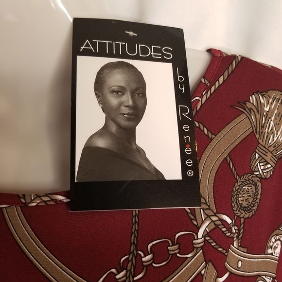 Attitudes By Renee Women's Tunic Top Key Hole Design Burgundy Liquid Knit NEW - Picture 3 of 7